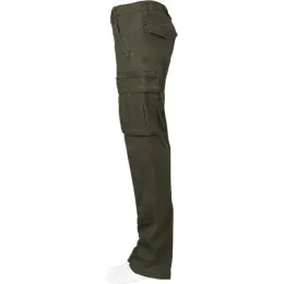 Ladies Heritage Slim Fit Cargo Trousers Olive Side